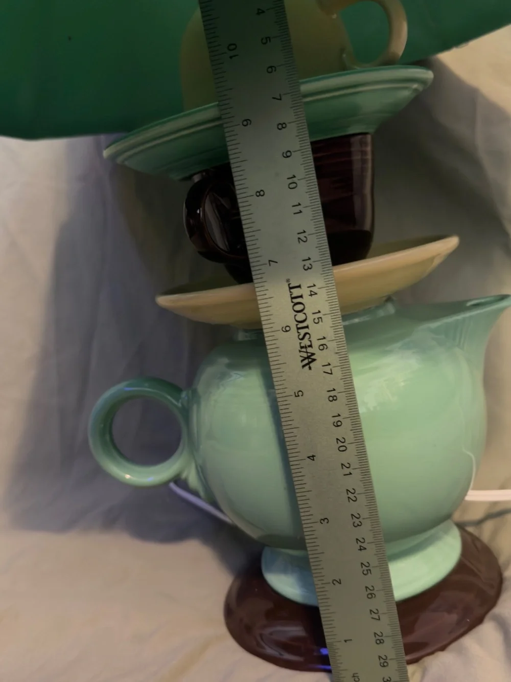 One-of-a-kind, handmade Fiestaware lamp